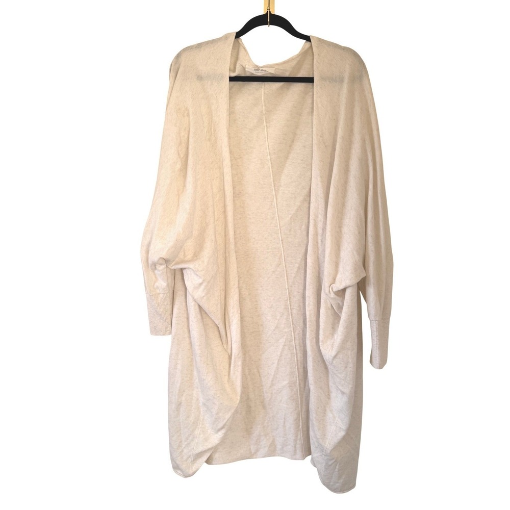mer sea Women's White Heathered Open Front Dolman Sleeve Duster Cardigan Boho